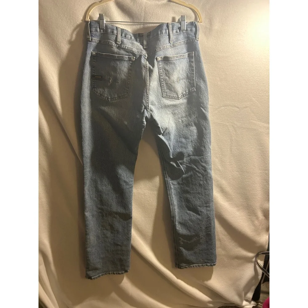 Ariat Rebar M5 Mens Straight Leg Jeans Blue Denim 33x36 Medium Wash Distressed